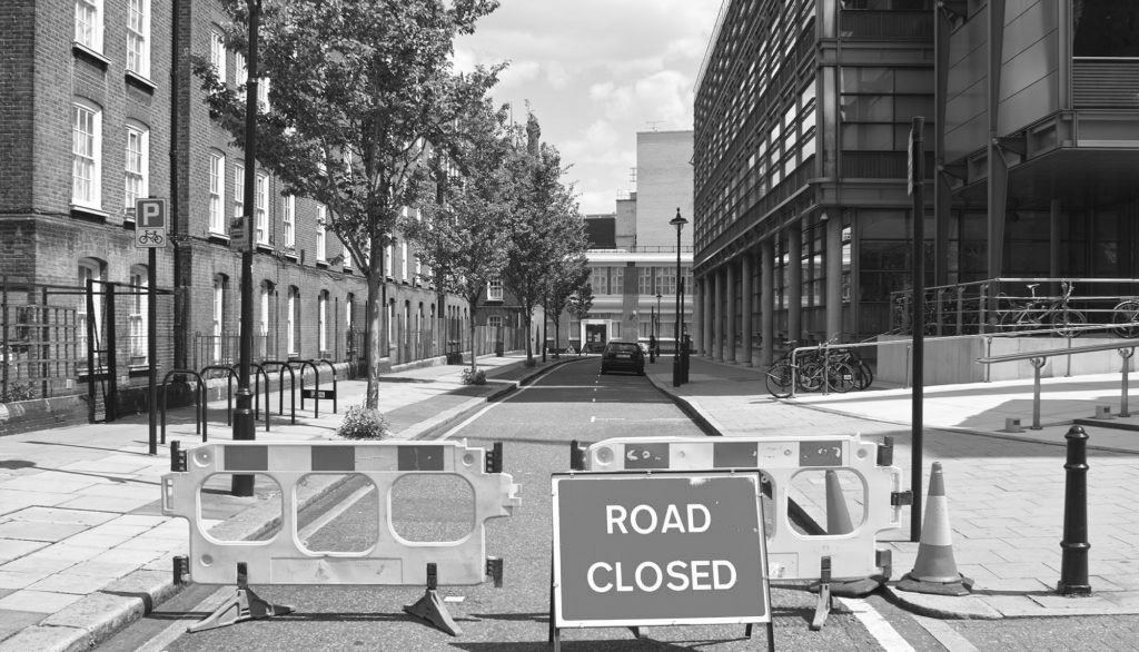 Structure vs hierarchy - a road in London with a Road Closed sign