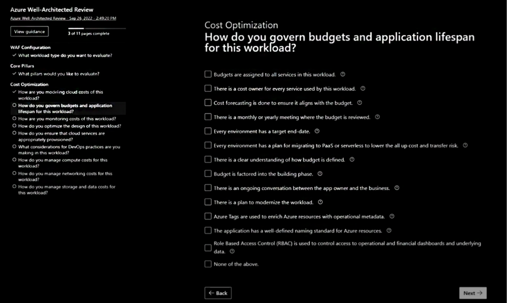 Azure Well-Architected Review –Cost Optimization Assessment
